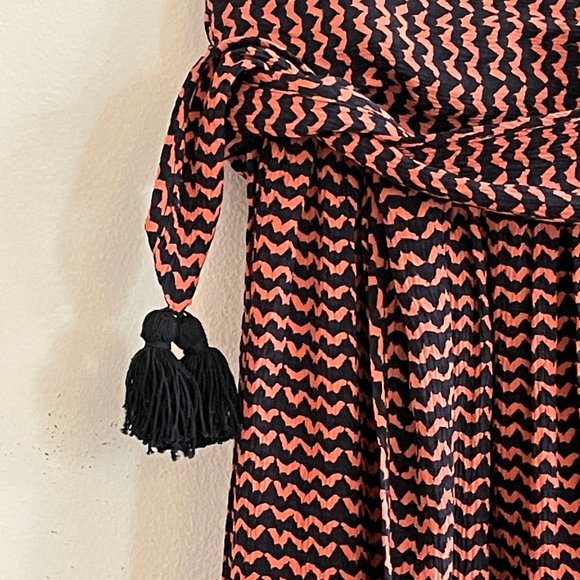 Apiece Apart Baja Tie Skirt – Navy & Burnt Orange – Silk – Size 4 - Picture 4 of 7